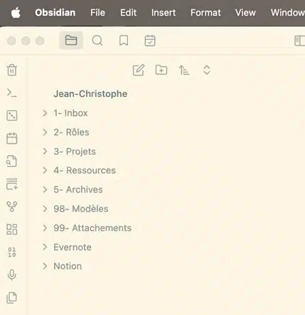 structure hiérarchique des notes dans Obsidian